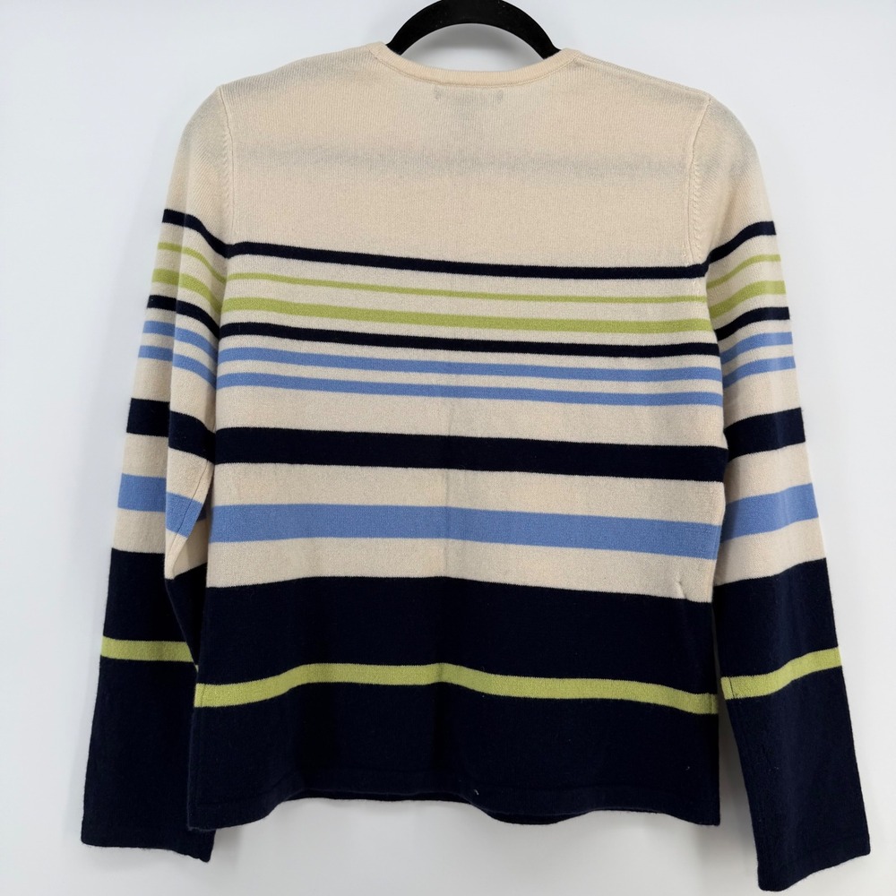 Lands' End 100% Cashmere Sweater Women's Small Striped Crewneck Soft Luxury Knit - Picture 4 of 6
